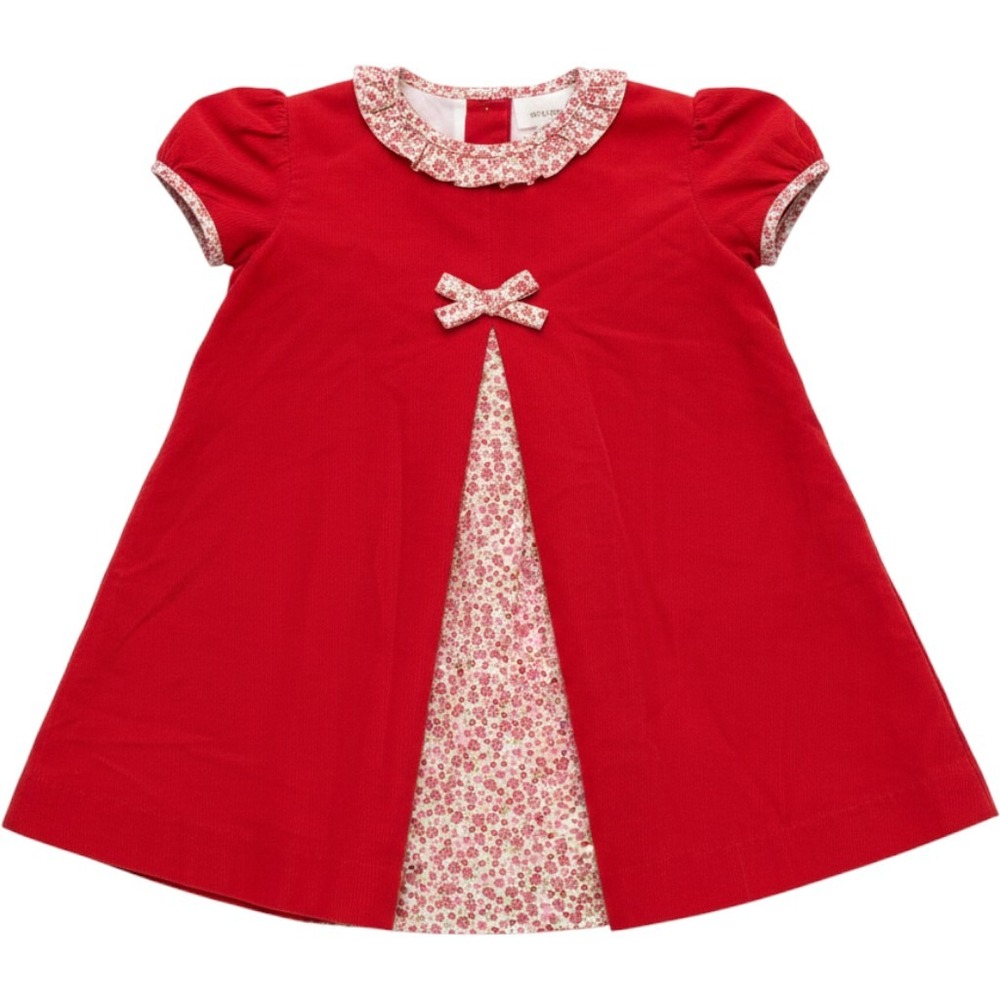 Claire‎ & Charlie Red Corduroy Floral Trim Baby Girl Dress 24M Holiday Peter Pan